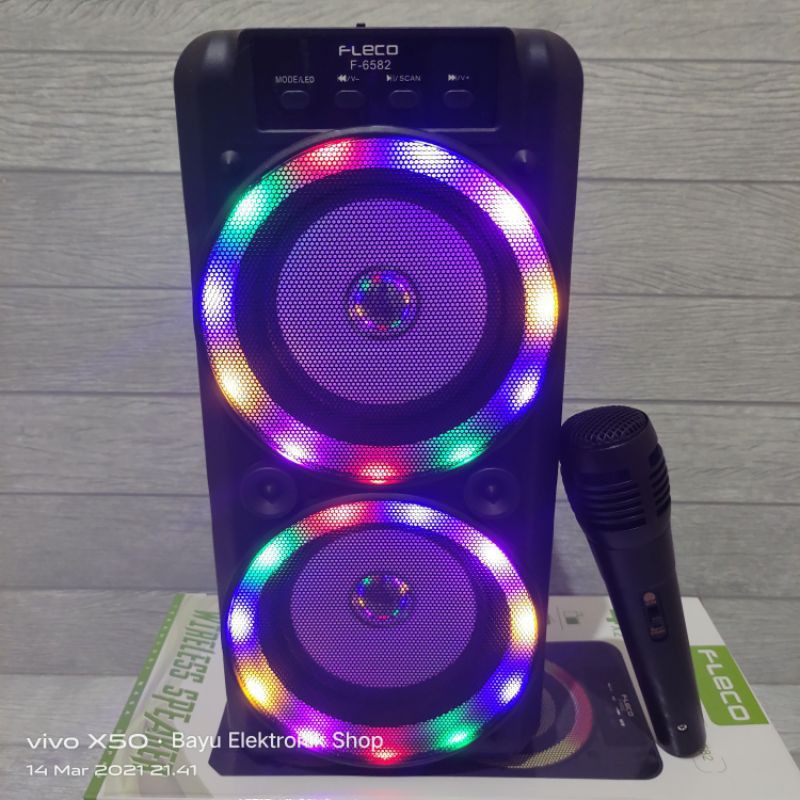 NEW SPEAKER BLUETOOTH F-6582 BONUS MIC KARAOKE PORTABEL NGEBASS BERGARANSI/ MICROPON TERMURAH