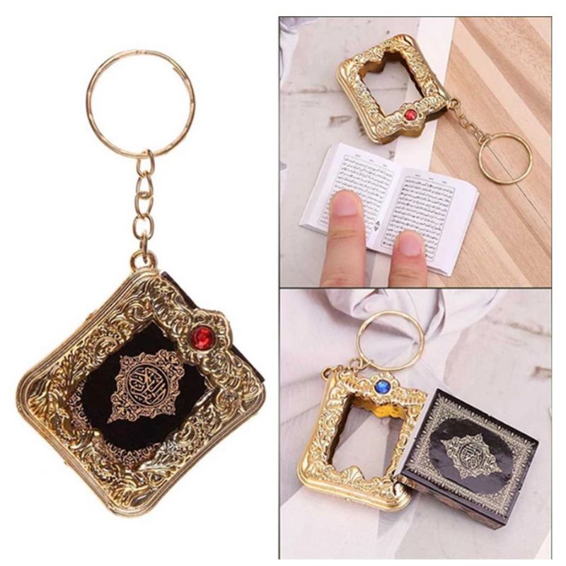 JG - Gantungan Kunci Al Quran Mini Souvenir Oleh Oleh Umroh Haji Keychain Travel Alquran Al-Qur'an Islami