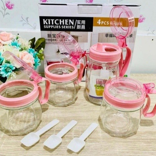 BELLA - KITCHEN JAR SET ISI 4 | TEMPAT MINYAK DAN BUMBU DAPUR SERBAGUNA 4IN1