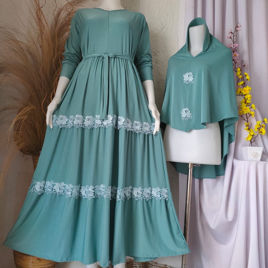 set syar'i jersey model plat terbaru//gamis set hijab sya'i murah//set syar'i bahan jersey murah dan