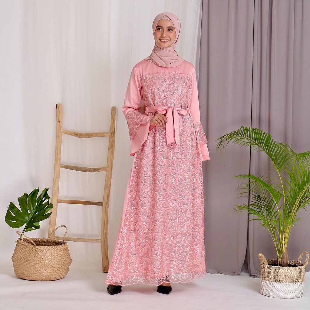 Zara Dress Gamis Brukat Jumbo seragaman gaun brokat tile dot premium ootd kondangan Zura dress Gamis