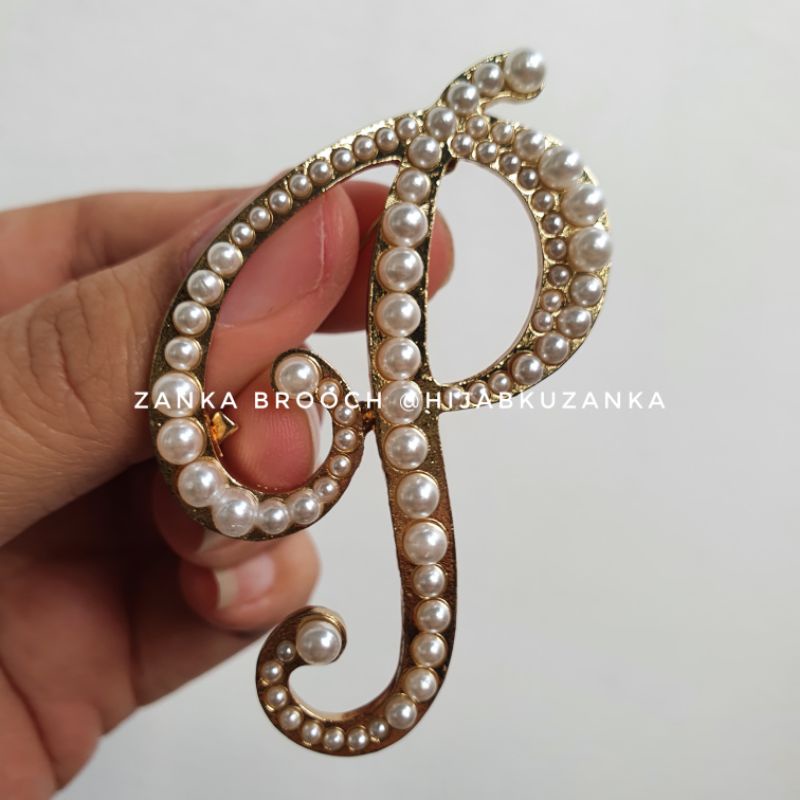 bros abjad mutiara | bros huruf | bros inisial nama | alphabet brooch-P