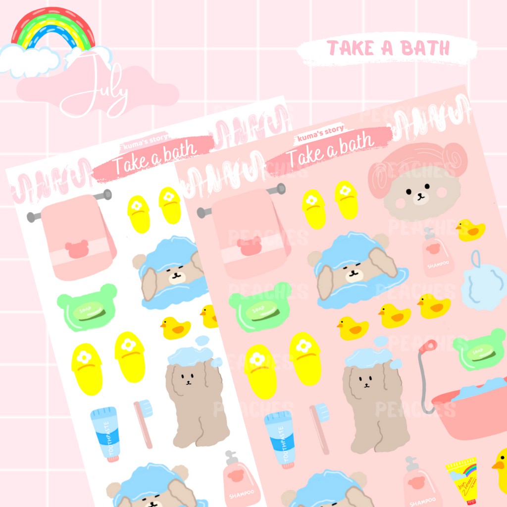 

[PCH] Kuma's story : Take a bath Sticker Sheet Transparan