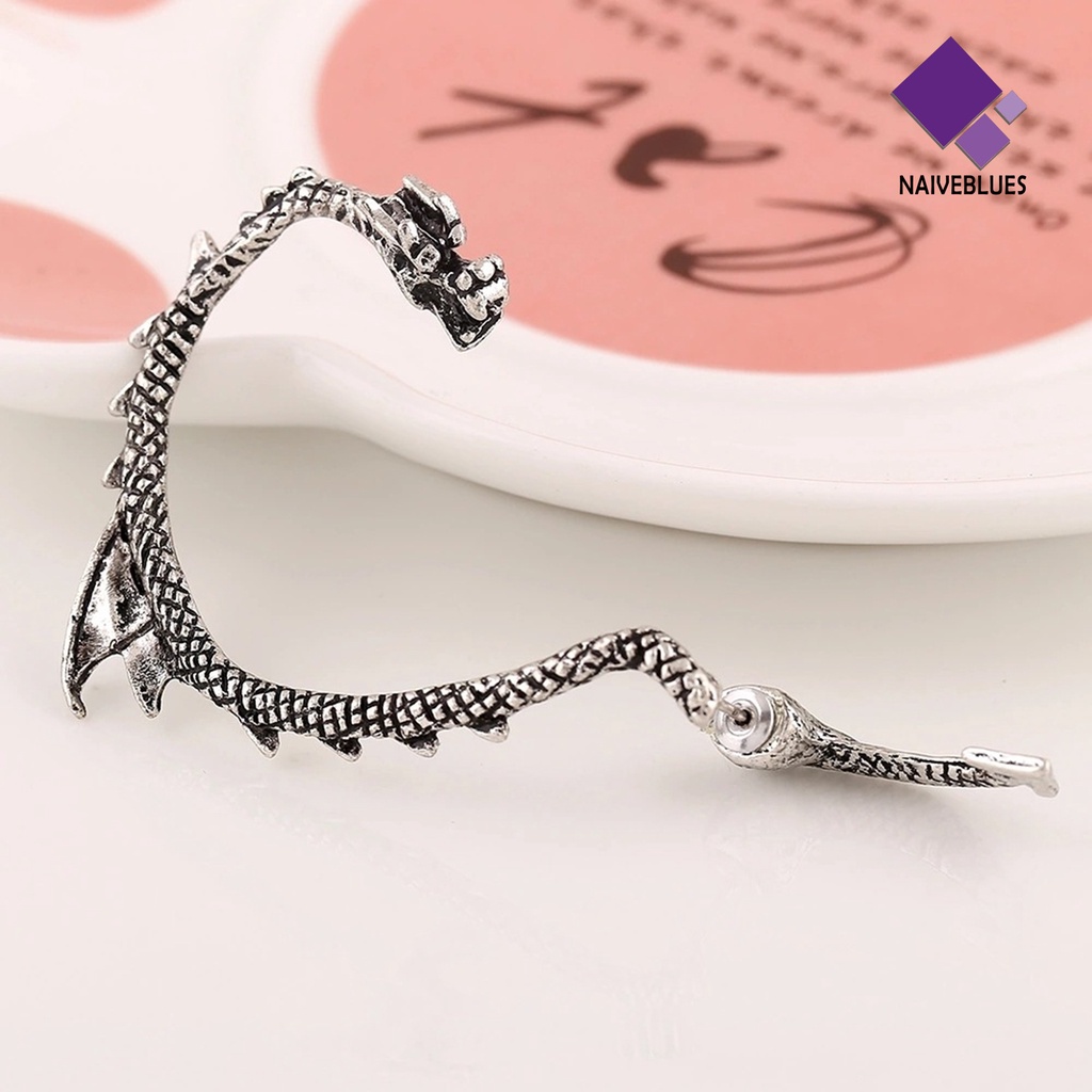 Naiveblue &gt; 1Pc Ear Cuff Bentuk Naga Gaya Punk Rock Bahan Alloy Untuk Pesta