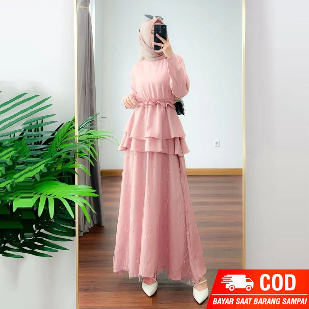 GAMIS MAXI SHANIA/TILE BRUKAT MUTIARA/GAMIS PESTA/DRESS KONDANGAN/ALLSIZE/GAMIS PESTA FASHION TERBARU/BRIDESMAID/GAMIS REMAJA