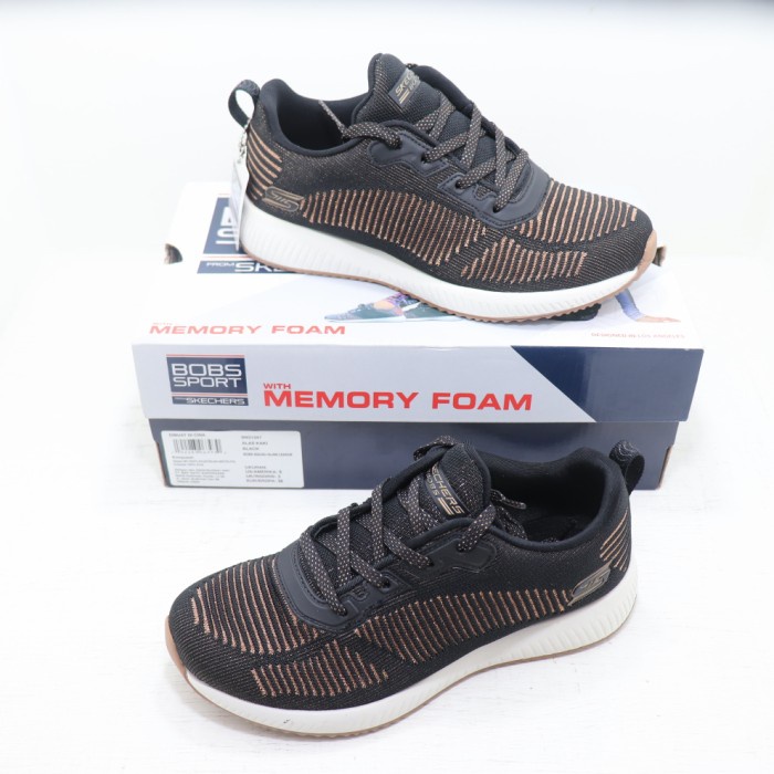 Sepatu Wanita Skechers Original BOBS SQUAD - Black (Size 36)
