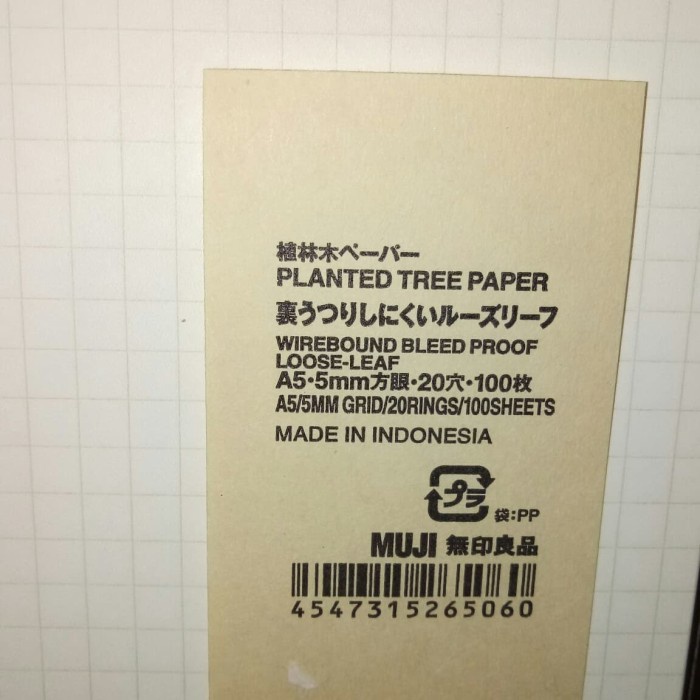 

(READY STOCK) MUJI ORIGINAL Kertas File Kotak / Grid ukuran A5