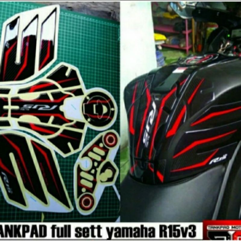 Stiker resin timbul tankpad full set Yamaha R15 V3-M
