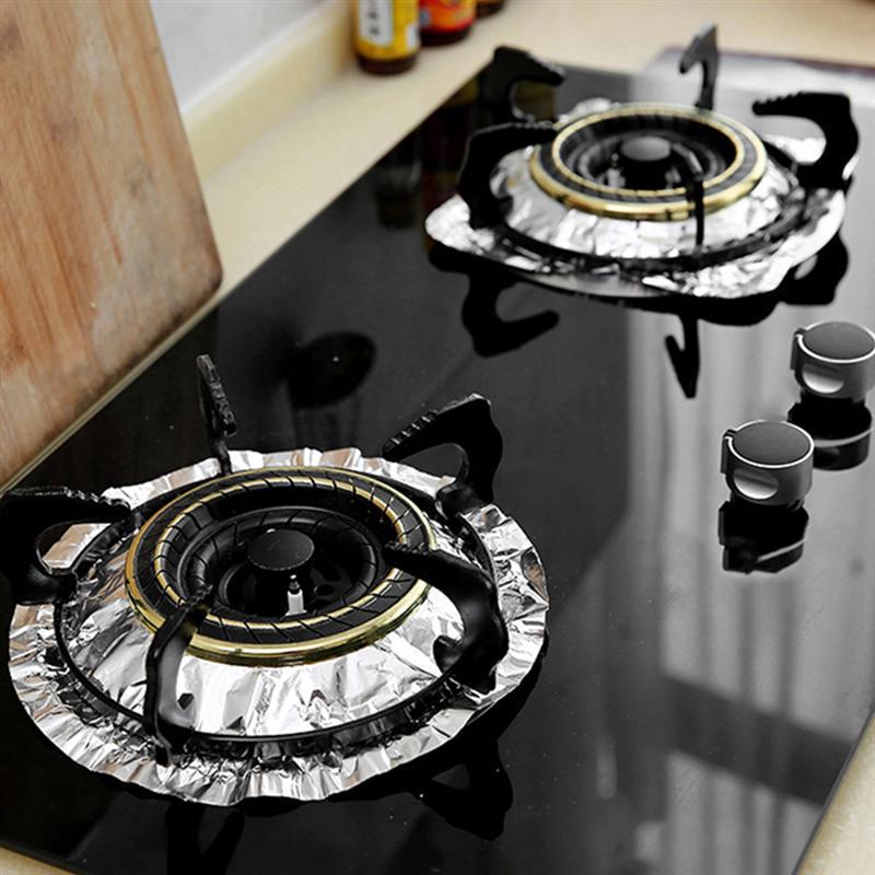 10Pcs Kitchen Oil Proof Stove Liners Pad / Heat-resistant Aluminum Foil Pad /  Burner Covers Gas Oven Pad For Cooking Kitchen Accessories