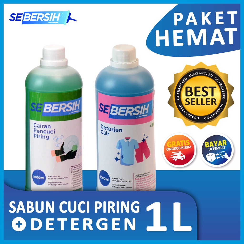 Jual (PAKET HEMAT) Sebersih Sabun Cuci Piring & Deterjen Cair 1 Liter