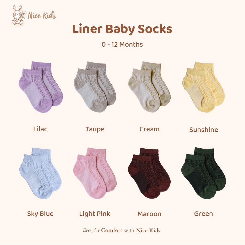 NICE KIDS Baby Socks Basic / Liner Socks Nice Kids (Kaos Kaki Bayi)