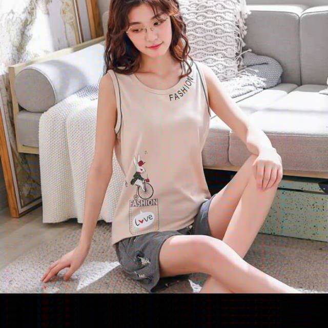 Tank top love rabbit grey