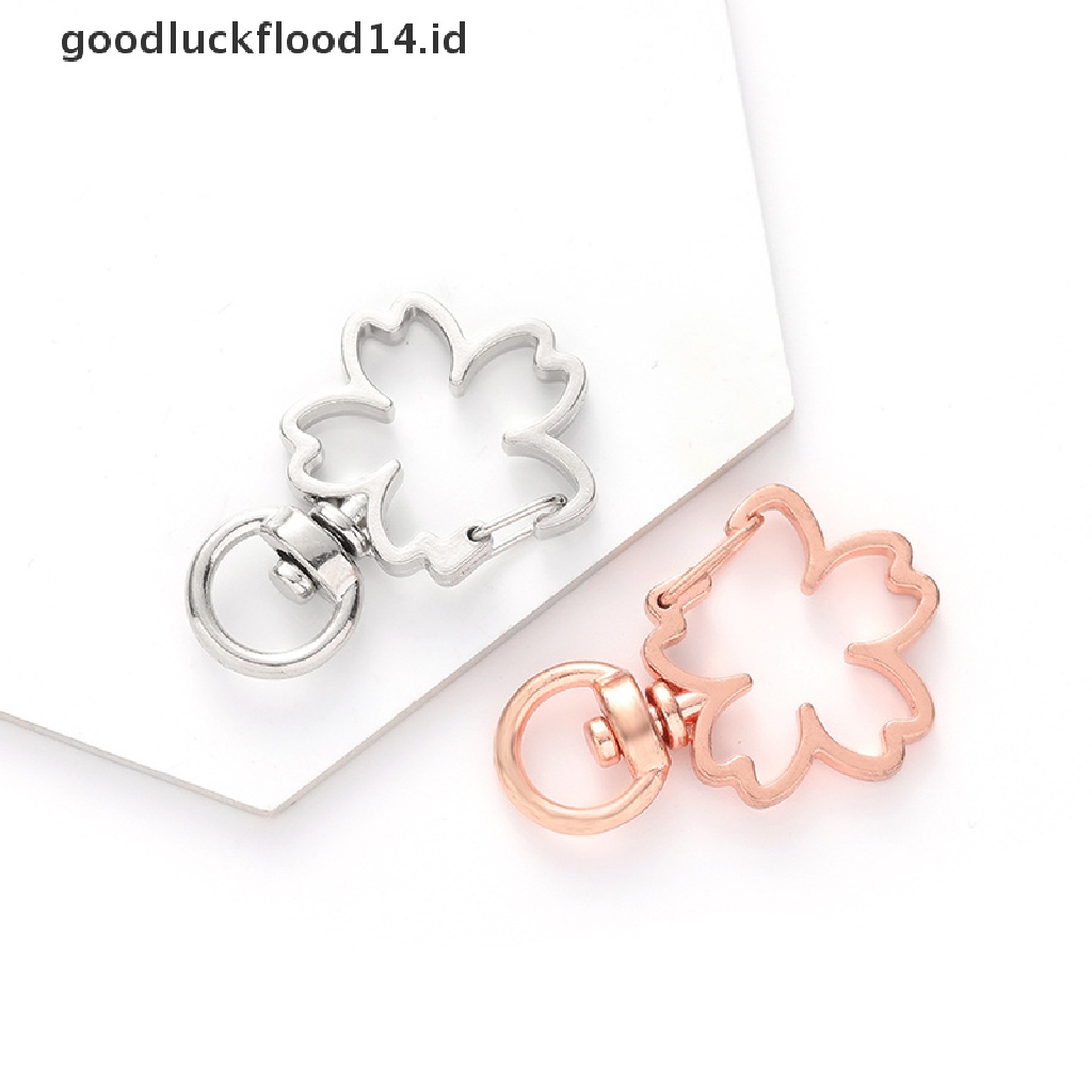 [OOID] 10pcs Cherry Blossoms Hollow Key Chain Key Ring DIY Accessories Lobster Clasp ID