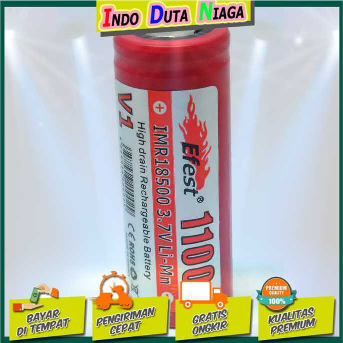IDN TOOLS - Efest IMR 18500 Li-Mn Battery 1100mAh 3.7V