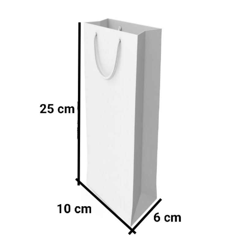 

Minim order 12 pcs # Paper bag Custom Botol Warna Putih Polos Ukuran 10x25 Tas kertas Craft Murah untuk kemasan Souvenir