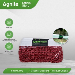 Agnite Badminton / Net Badminton / Net Bulu Tangkis / Jaring Bahan Polyester Warna Merah F1314