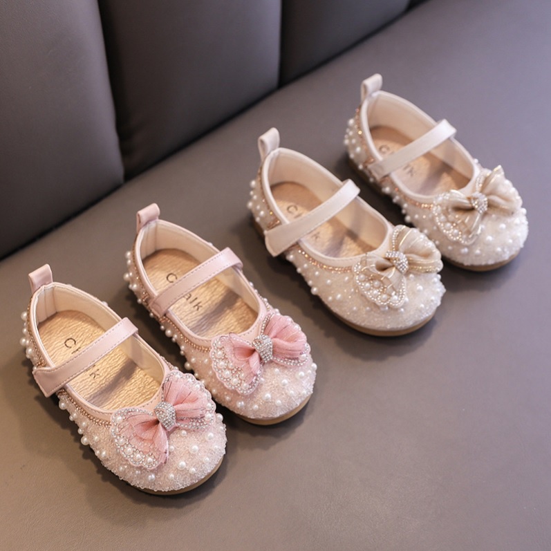 D617- Sepatu Pita dengan Mutiara Artifisial