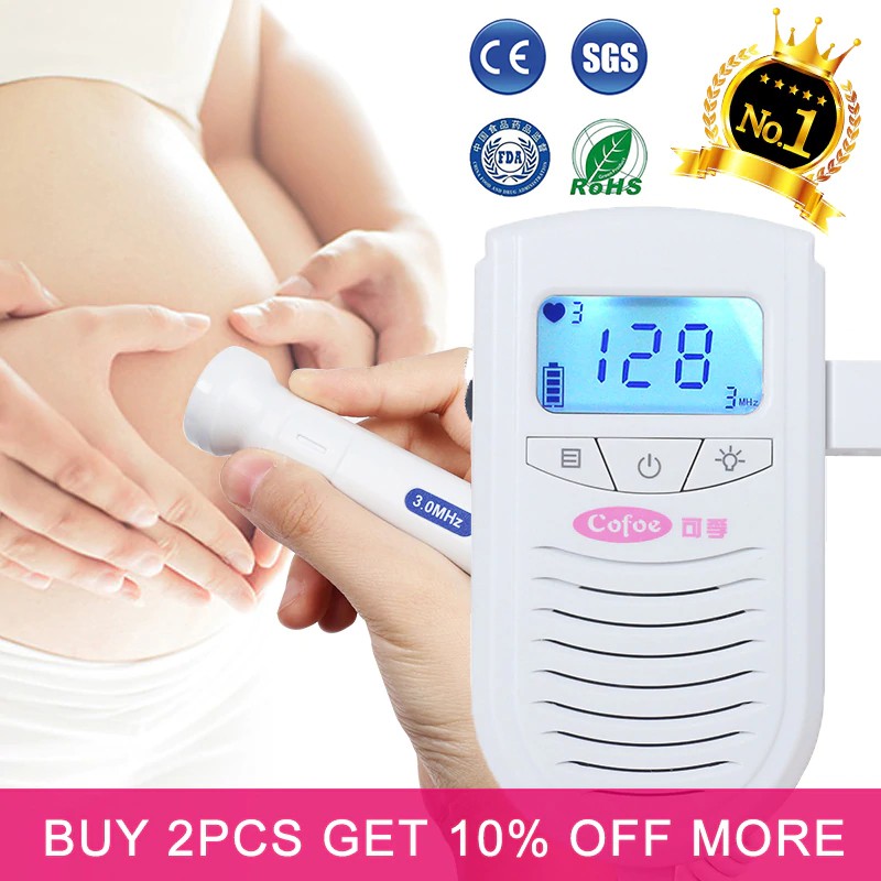 Kesehatan Cofoe Fetal Doppler Ultrasound Baby Heartbeat Detector Home Pregnant Doppler Baby Heart Shopee Indonesia