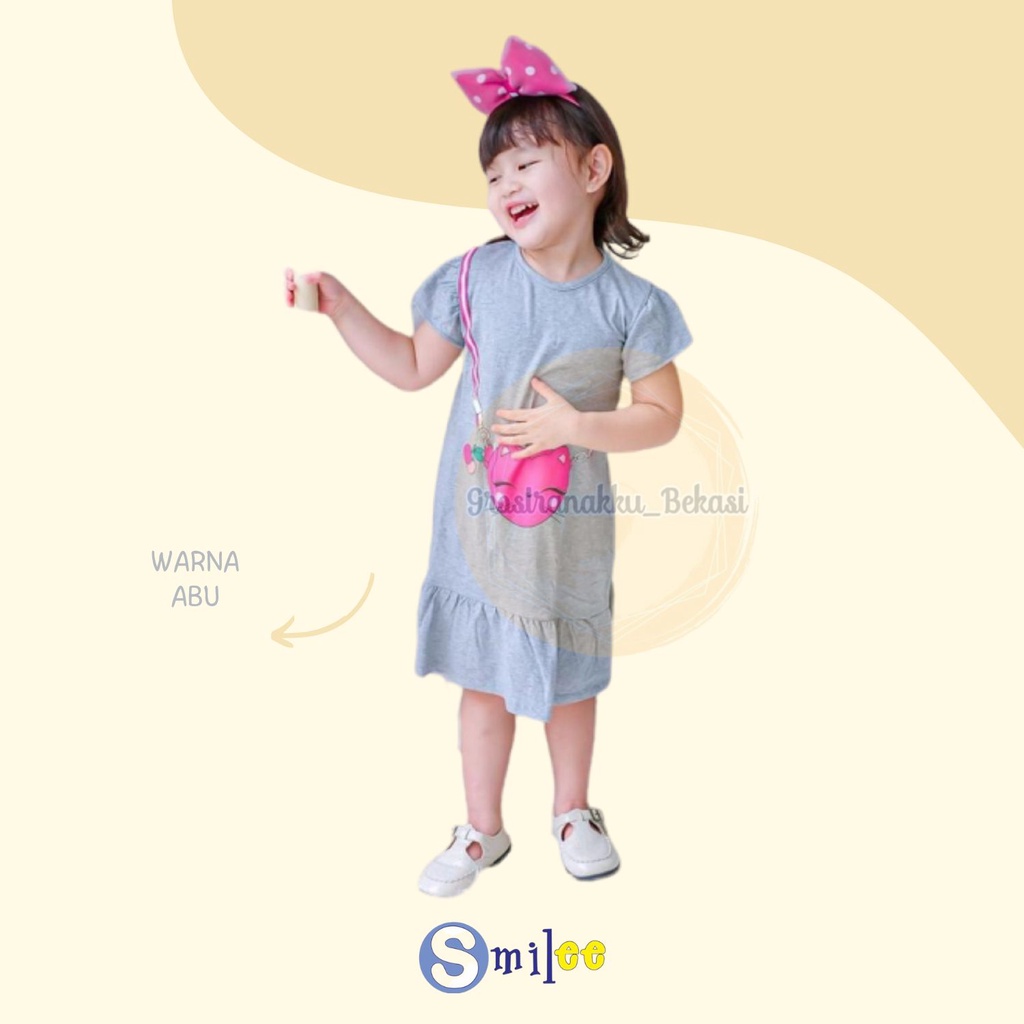 Dress Anak Smilee Nona Abu Love size 1-5Thn