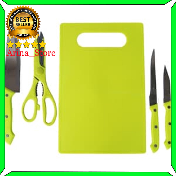 Set Pisau Dapur plus Talenan ALAT PERALATAN PERLENGKAPAN RUMAH TANGGA MASAK DAPUR MURAH