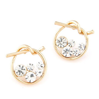 LRC Anting Tusuk Funeral white diamond decorated round shape design A35286