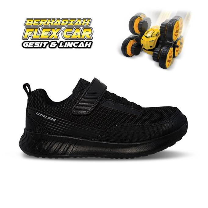 Homyped Lucio 02 Sepatu Sekolah Anak Hitam Hitam