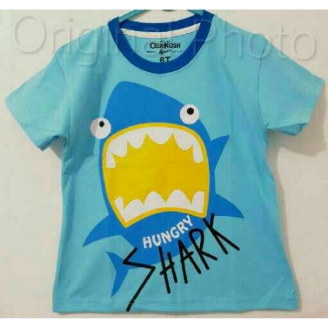 Kaos anak karakter shark hungry