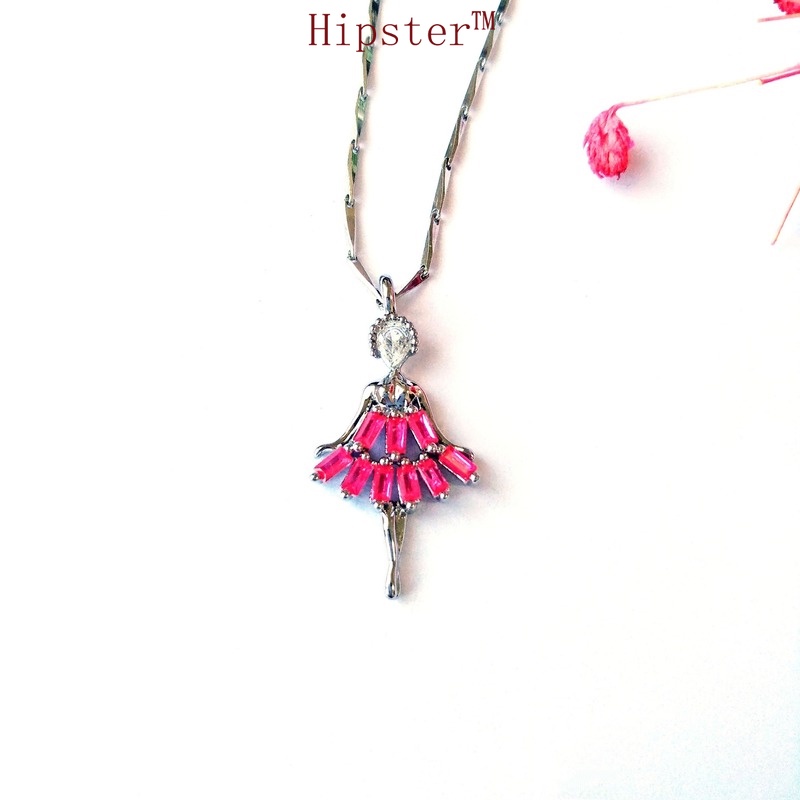 Refined Personalized Ballet Fashion Colorful Gemstone Pendant Elegant Necklace