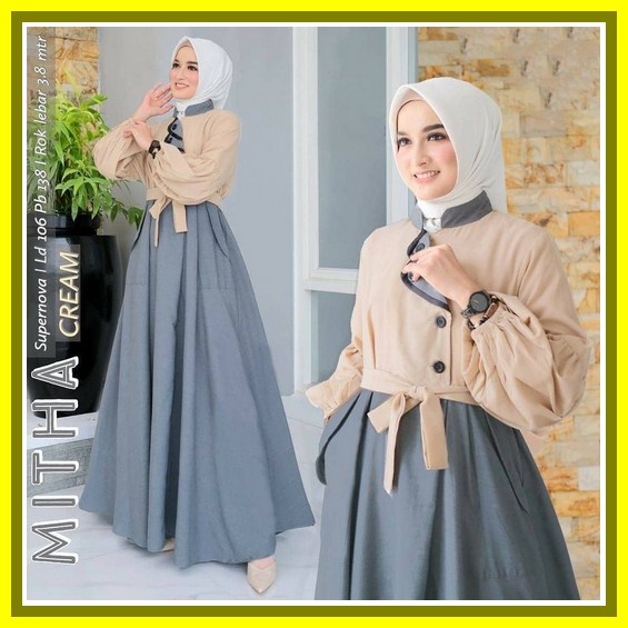 Jaiko Najwa Gamis Set Outer Marsela Spassy Outer Ceruty Tanpa Lengan Basic Dress Gamis Ori Gamis Kek