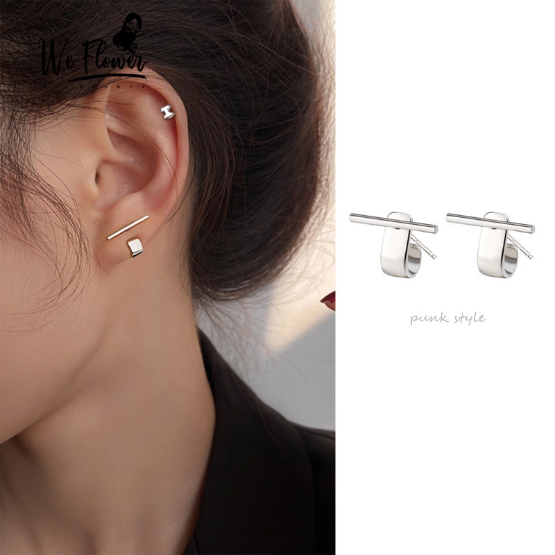 We Flower Anting Tusuk Bentuk U Bahan s925 Silver Gaya Punk Untuk Wanita