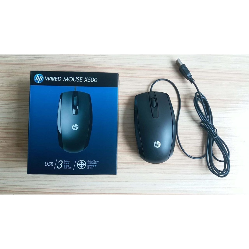 HP X500 mouse kabel gaming laptop pc optical wired origina usb optical Warna Hitam