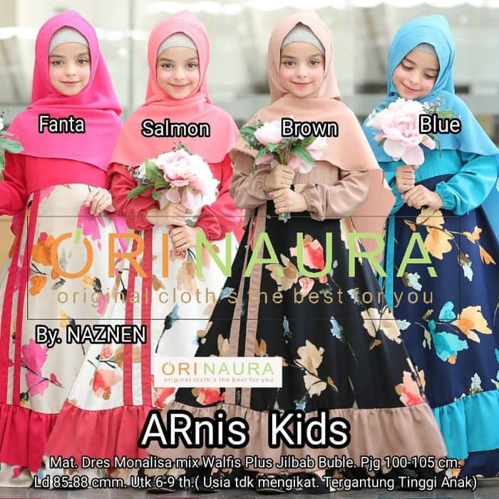 Gamis + Khimar Arnis Kids Set Syar'i Ori Naura