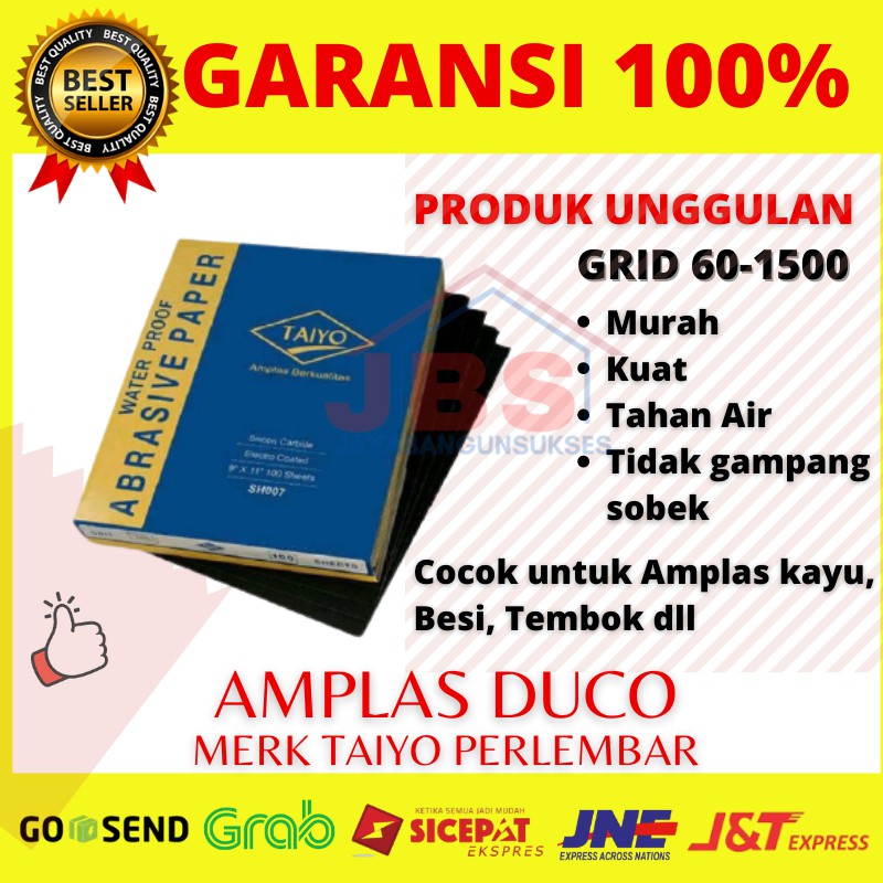 Jual AMPLAS KAYU BESI TEMBOK AMPLAS DUCO SANDPAPER TAIYO GRID 60 1500