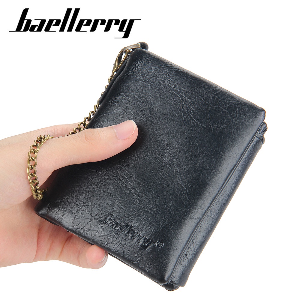 ORIGINAL BAELLERRY D3232 DOMPET TIGA LIPATAN DENGAN RANTAI KULIT SINTETIS