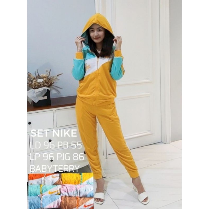 BAJU SETELAN PANJANG WANITA CEWEK HOODIE NIKE