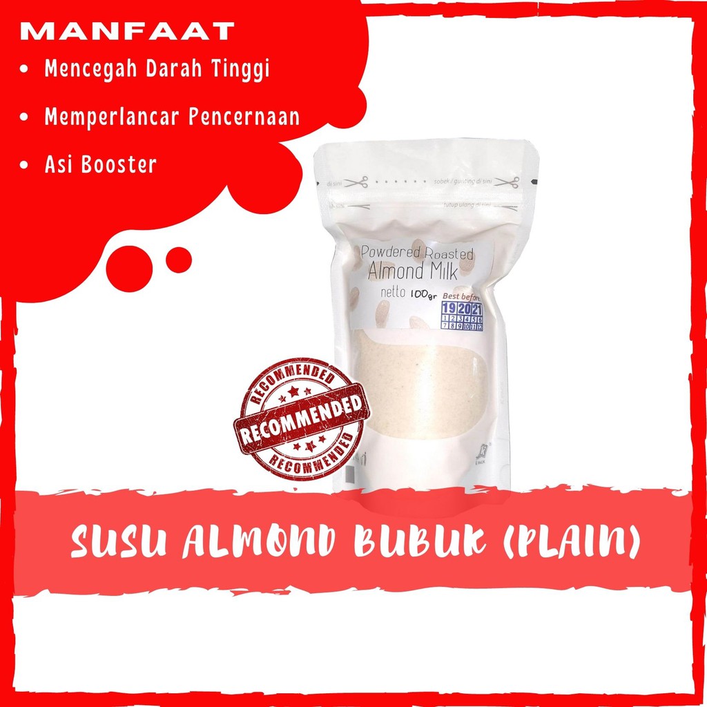 Susu Almond Bubuk tanpa rasa / plain  almond milk susu almond asi booster susu almond diet