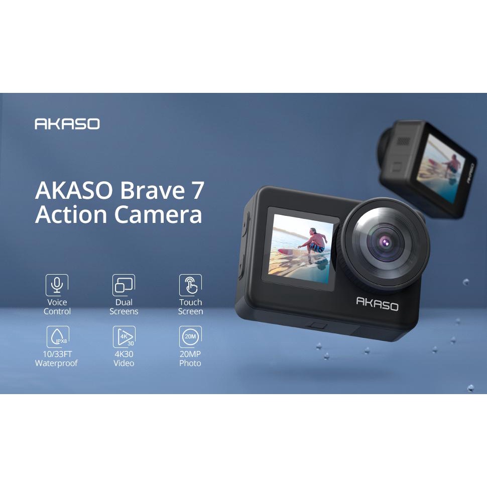 Akaso Brave 7 LE Action Camera 4k 30FPS 20MP Dual Screen Garansi Resmi-2