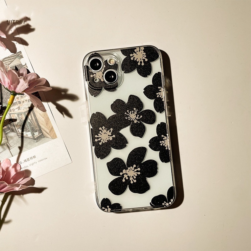 Soft Case Silikon Motif Bunga Hitam Untuk Huawei Y9 Prime 2019 Nova 9 7 7i 7se 6 Se Pro Nova 5T 4e 3i 3e Y7A Y9s Honor 8X