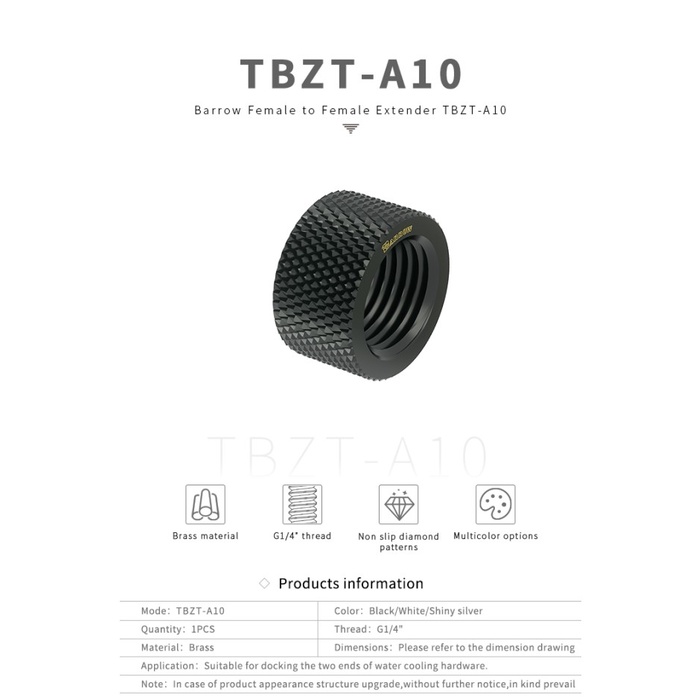 BARROW TBZT-A10 Female to Female Extender 10.5mm White