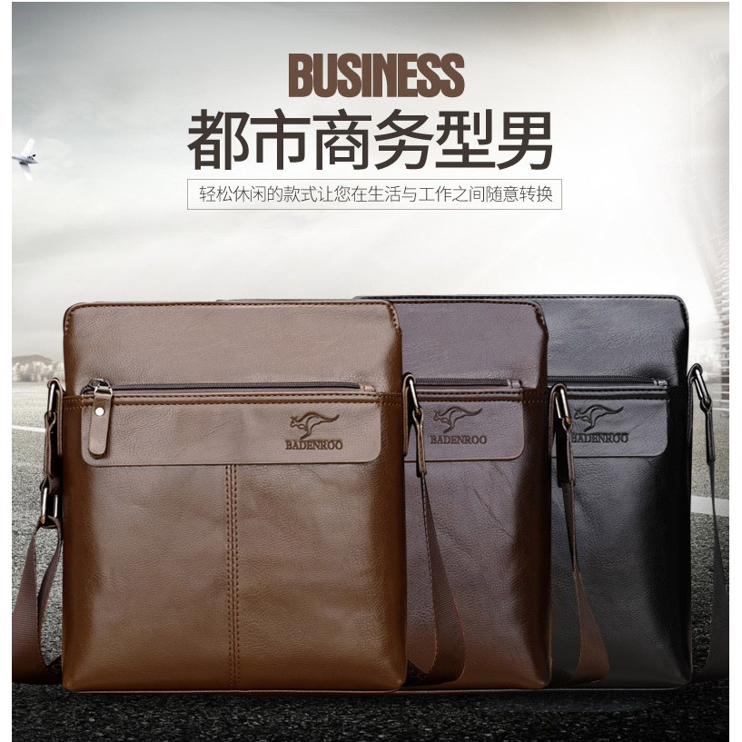 [ORIGINAL] Badenroo Tas Selempang Kulit Pria Business Messenger Shoulder Bag Casual Style Import