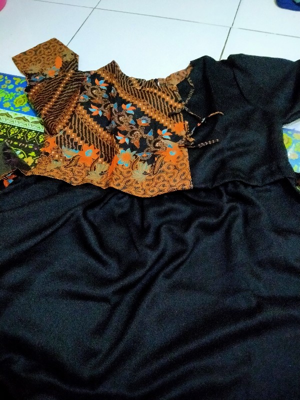Ori Atasan Blus Batik Wanita Modern Halus Dolby Kombinasi Brokat Polos