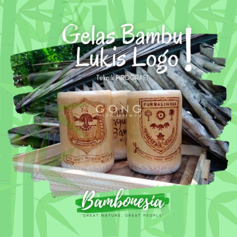 Gelas Bambu Lukis Logo Mug Bambu Unik (200ml) Foodgrade