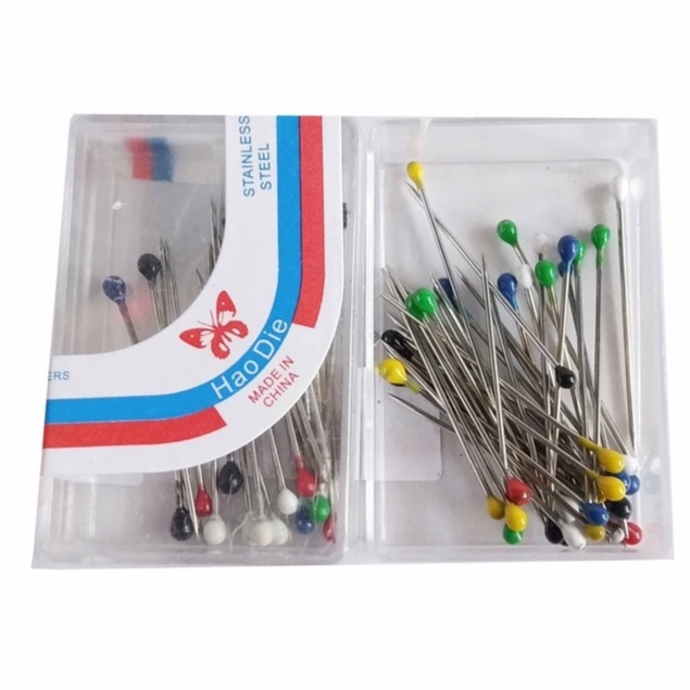 1 Kotak Mika Jarum Pentul Kecil Mini Multiwarna