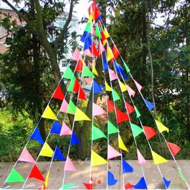 Bunting Flag Segitiga Kain Warna Warni