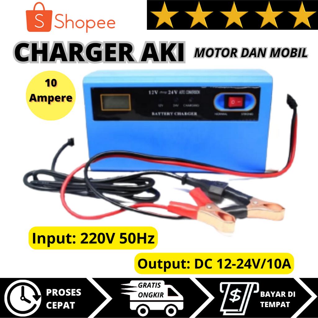 Aki Mobil Motor 10A Casan Charger Accu 12Volt 24Volt 12V 24V Kering Basah Carger Aki 12v 24v 12 volt