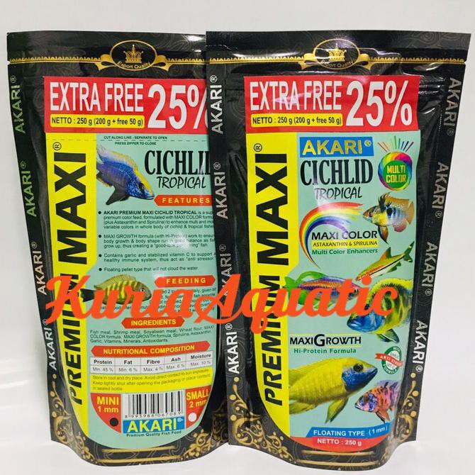 

Dijual Akari Cichlid Tropical Premium Maxi 250G 250Gr Pakan Ikan 250 Gr Gram Terjarmin