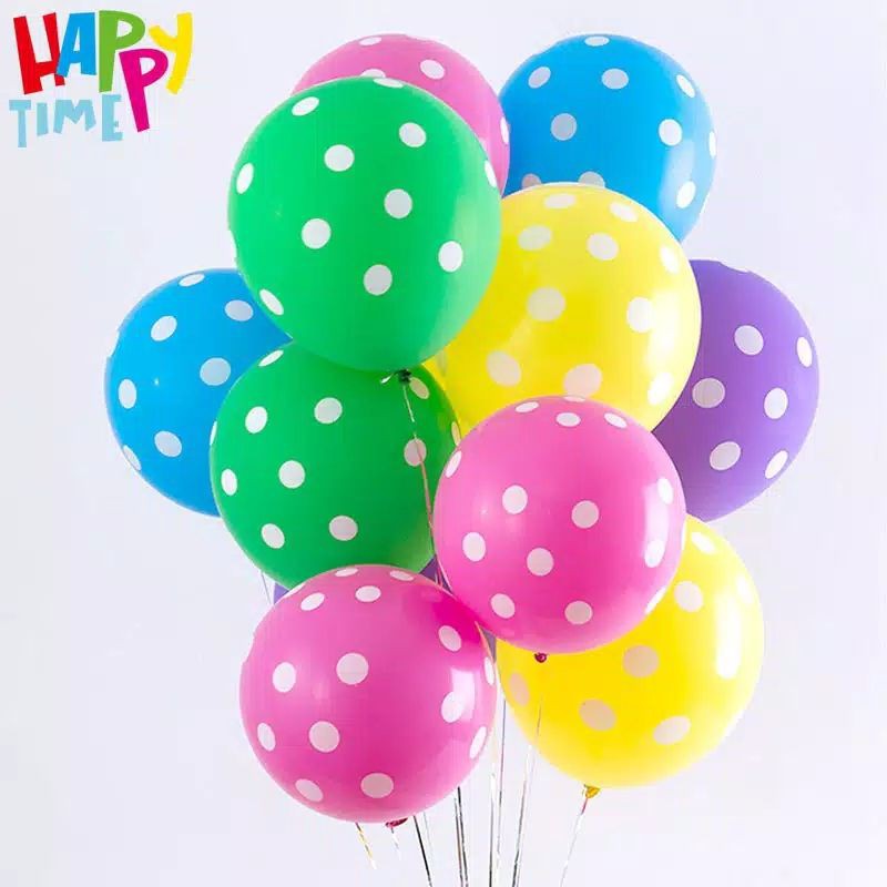 balon polkadot isi 100 / balon latex / balon pesta / balon ulang tahun / balon tiup / polkadot