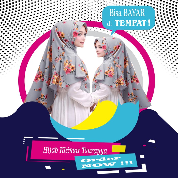 Hijab Jilbab Khimar Syari Tsurayya Pad Busa Antem Motif Bunga Trend Terbaru