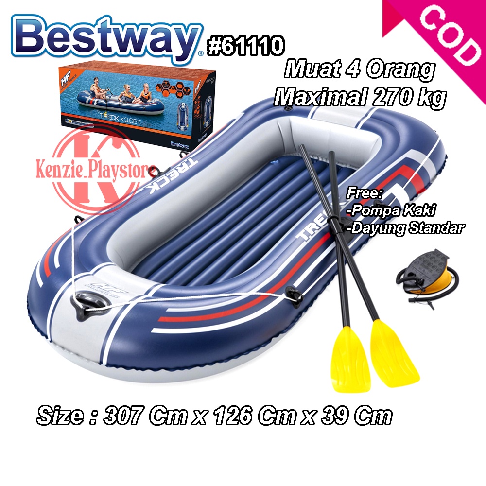 Perahu Karet Bestway 61110 Hydro- Force Treck X3 Set Boat