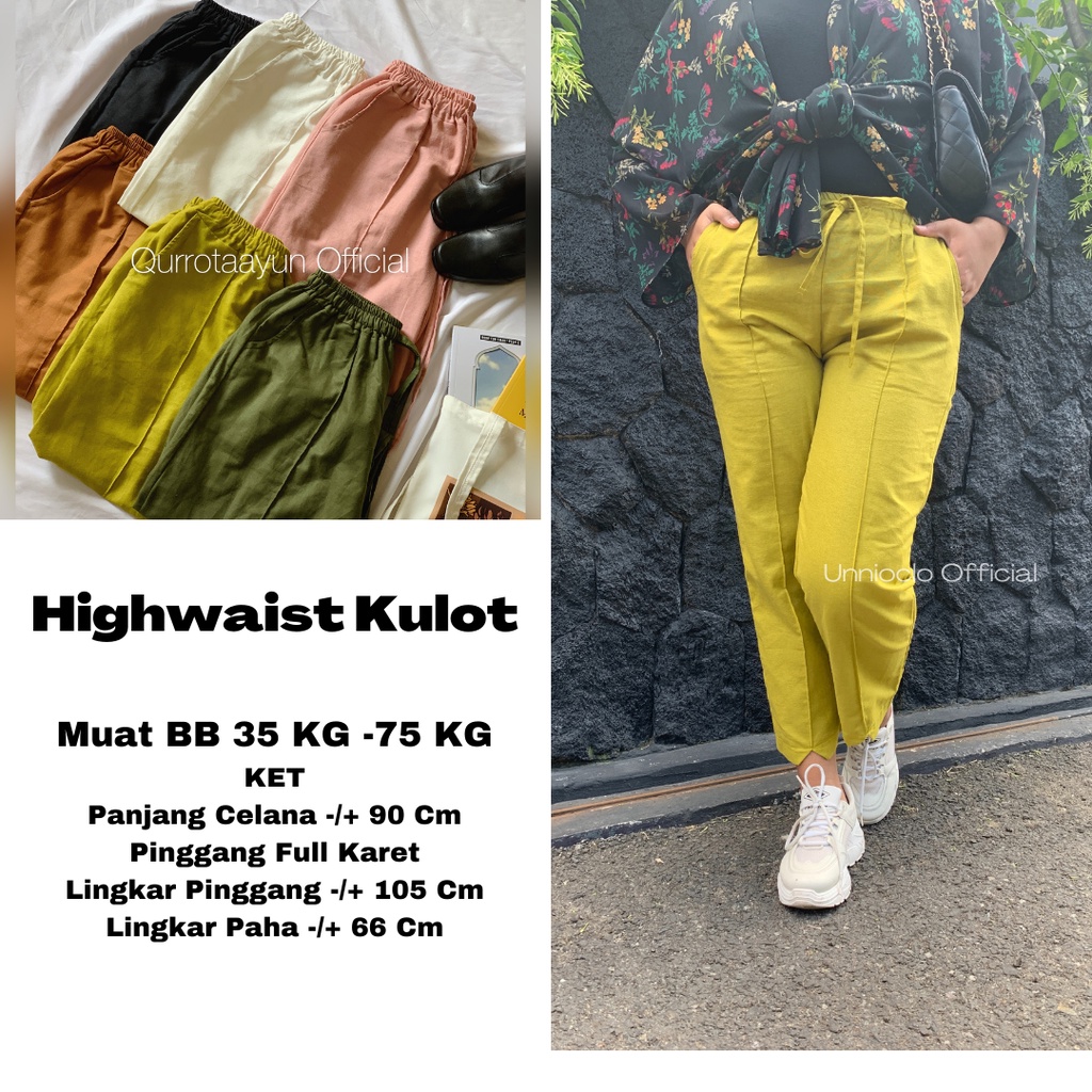 Kulot Linen Premium Highwast Pinggang Karet / Wide Leg Cullote / Kulot Linen Wanita Jumbo BB 35-75KG